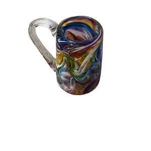Handblown Glass Mug MultiColor‎ Swirls